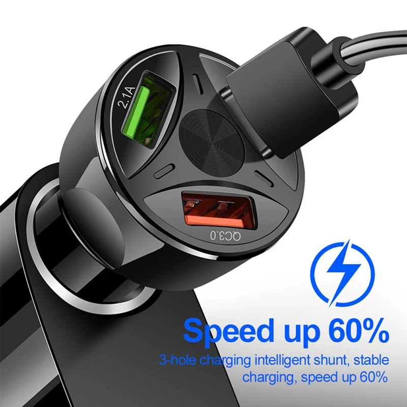 Зарядных порта USB для автомобиля Зарядное устройство для мобильного сотового телефона для быстрой зарядки QC3.0 Порты и разъёмы 12 V-32 V прикуриватель питание аксессуары для автомобильного зарядного устройства
