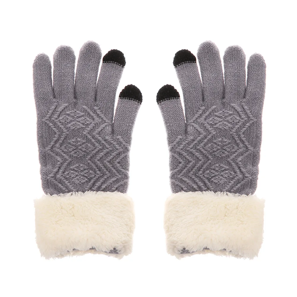 Сенсорный экран для женщин перчатки Модные вязаные перчатки женские зимние теплые перчатки плотные теплые полный палец мягкие эластичные вязаные рукавицы
