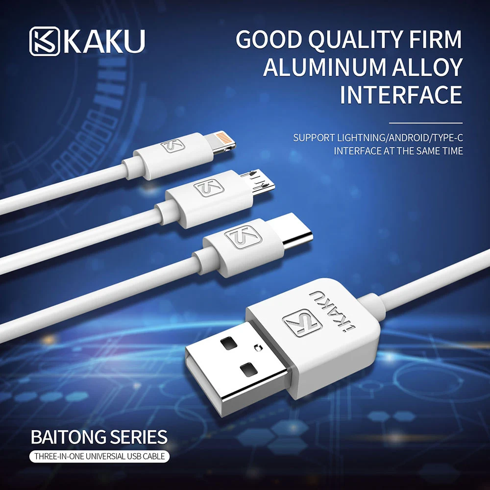 KAKU 3 в 1 usb кабель для samsung S10 S9 Xiaomi Mi A2 кабель usbc Usb 3в1 кабель usb зарядное устройство кабель для передачи данных для huawei p30 pro