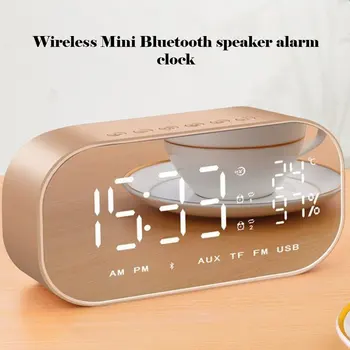 

Alarm Clock Bluetooth Speaker FM Radio Portable Wireless Loudspeakers Stereo Music TF Speakers For Bedroom Weather