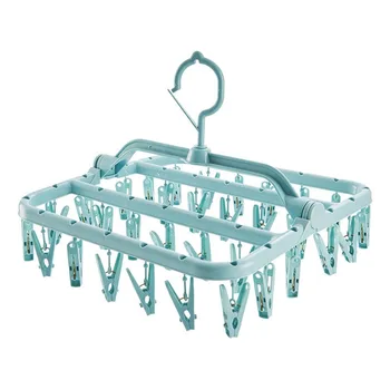

32-Clip Thick Windproof Foldable Socks' Clip Socks Hanger Plastic Bra Clothes Clip Household Clothes Hanger Baby Hangers