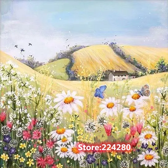 

Свежие цветы Маргариток и бабочки Набор для вышивки крестиком 14 карат вышивка крестиком без принта искусство вышивки крестиком, DIY Декор ручной работы