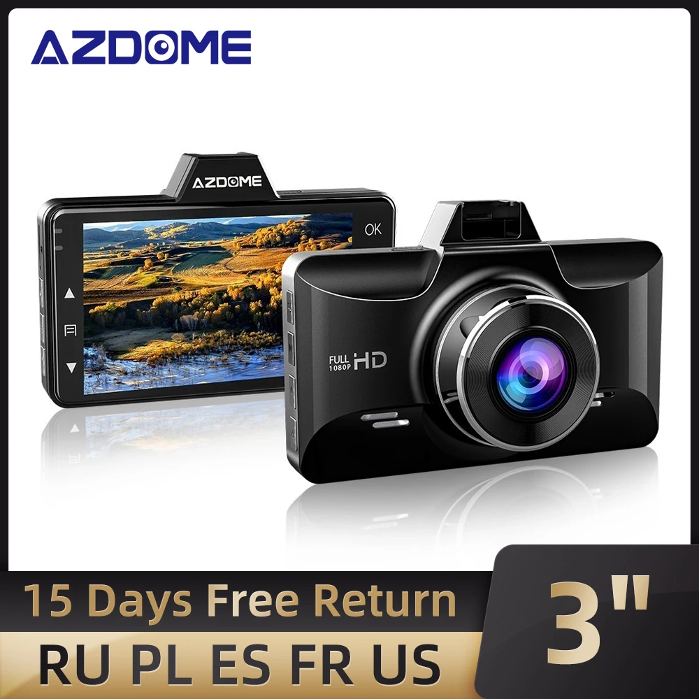 Видеорегистратор AZDOME FHD 1080P с ночным видением 3 дюймовый IPS экран видеорегистратор