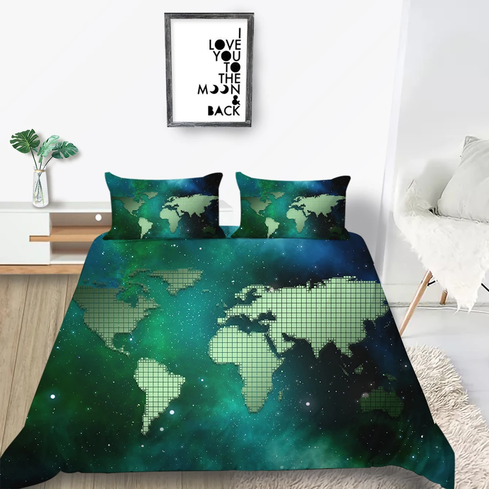 Постельный комплект с картой мира Комплект постельного белья King Size 3D техника