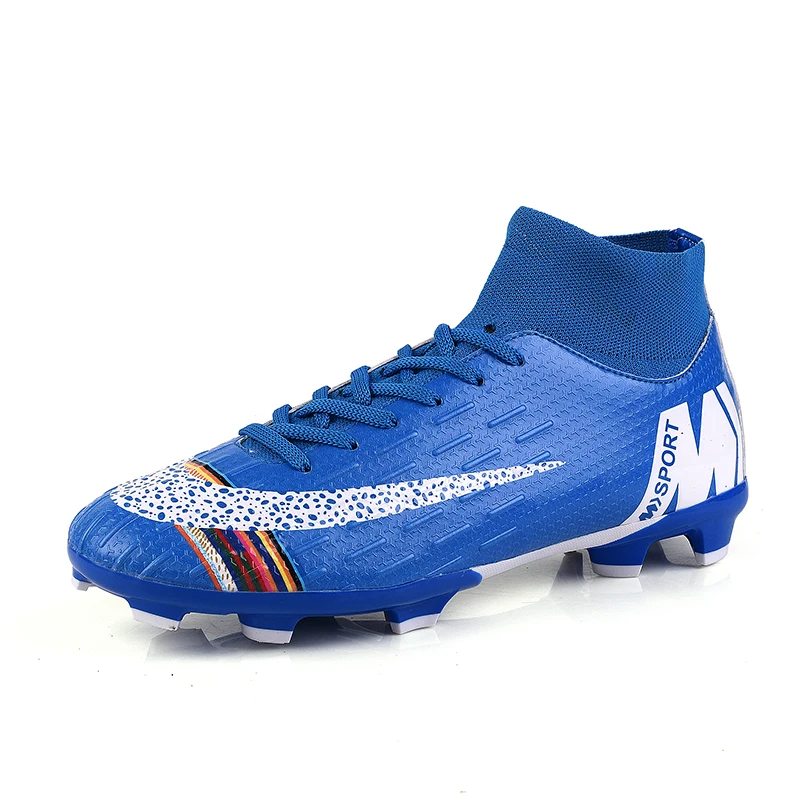 Молодежная обувь для футбола с высоким берцем - Цвет: Синий