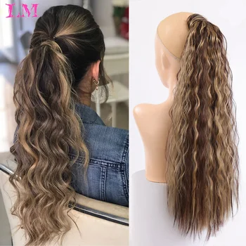 

LIANGMO Vigorous Long Wave Wrap Around Clip In Ponytail Hair Extension Heat Resistant Synthetic Wavy Ponytail Fake Hair