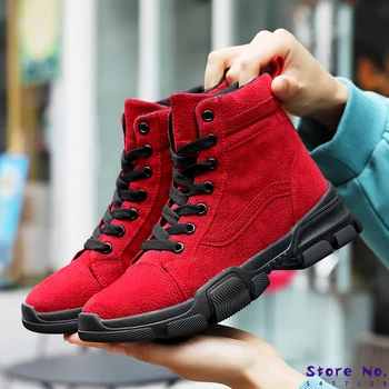 

Top women winter boots Platform red Women Boots Lace up Casual Ankle Boots Booties Round Women Shoes winter snow boots Ankle
