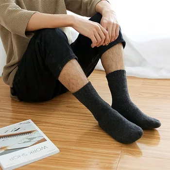

3 Pairs Mens Heavy Thick Wool Cashmere Socks-Soft Warm Comfort Winter Socks Casual Solid Breathable Sock High Quality Male Socks