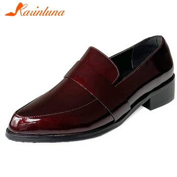 

KARINLUNA Ladies Brand Ol Pumps Casual Low Heels Dress Pumps Women New Spring Fashion Patent Genuine Leather Shoes Woman