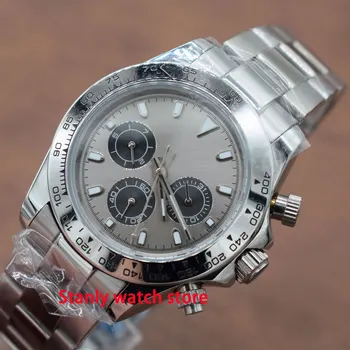 

Sapphire glass bliger 39mm grey sterile dial luminous marks silver bezel date week display function automatic movement men watch