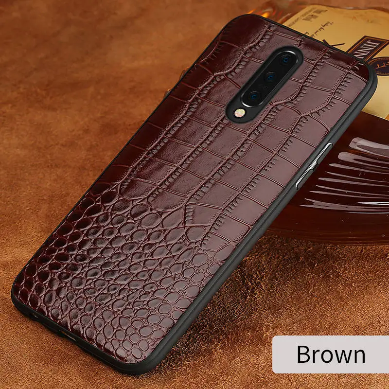 Чехол из натуральной кожи для Oneplus 7 6T 6 7Pro, чехол для One plus 7 Pro 5 5T crocodile Garin 360, полный защитный бронированный чехол для телефона - Цвет: Коричневый