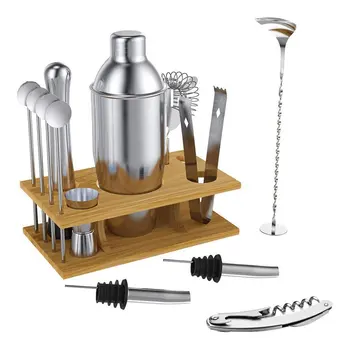 

14pcs 304 Stainless Steel Bartender Cocktail Bartender Tool Stainless Bar Cocktail Shaker Set Barware Kit