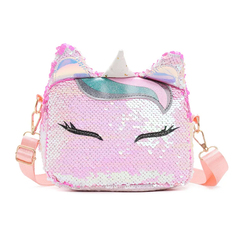 Bolso de unicornio de alta calidad para niña y mujer, bandolera de cuero  con lentejuelas, estampado de dibujos animados, GQ061|Bolsos bandolera| -  AliExpress