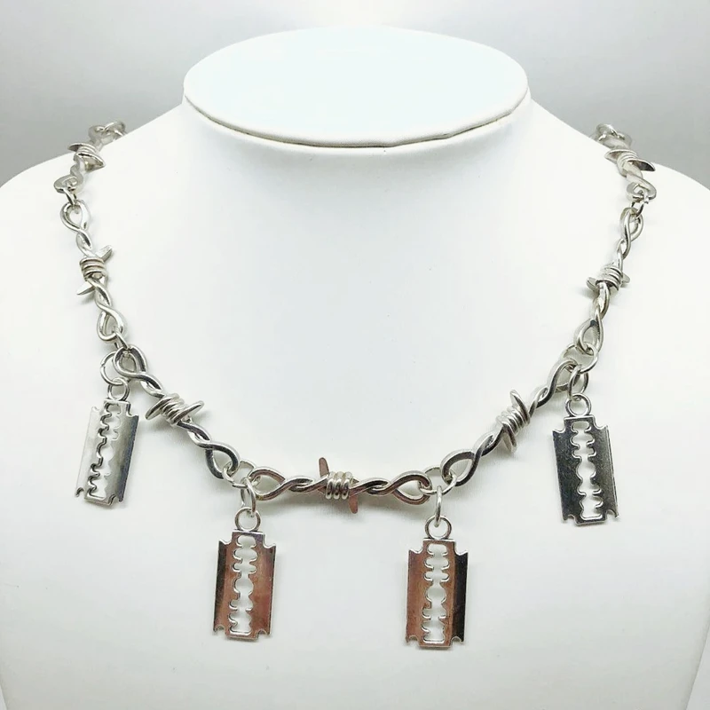 Choker Necklace Blade Small-Wire Little-Thorns Gothic Punk Unisex Women Gifts Brambles