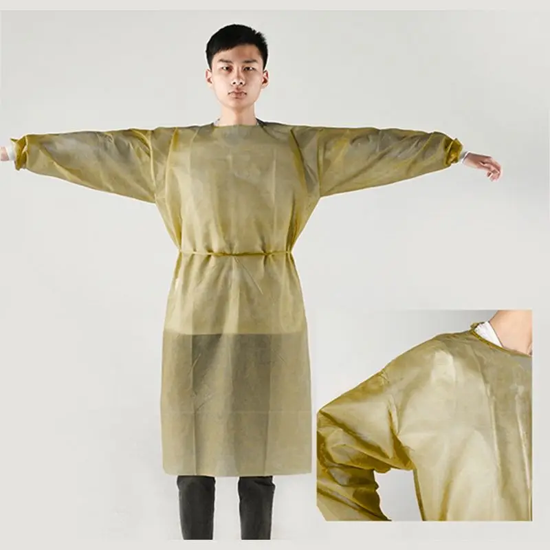 

Isolation Gown with Elastic Cuff Disposable Non-Woven Splash Resistant fits all Q6PA