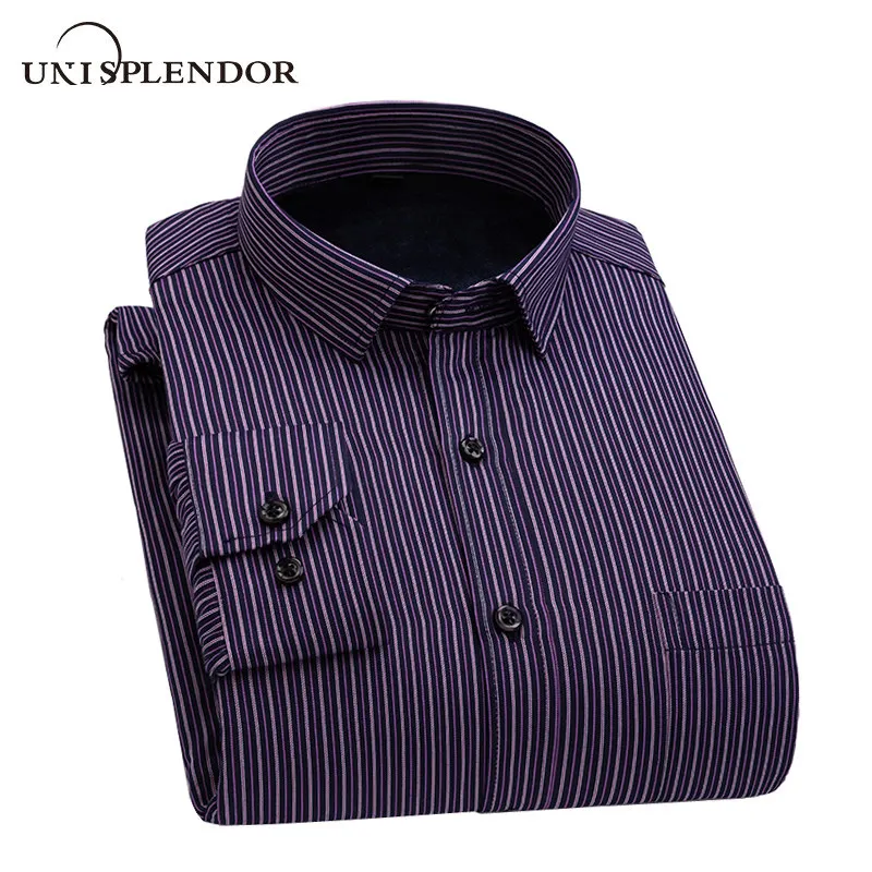 

Winter Men Warm Shirt Striped Solid Thicking Men Shirt Plus velvet Thicken Man Shirt Plus Size Male Shirt Casual Fashion YN10560