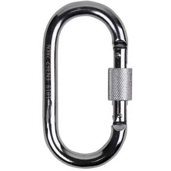 

TOP!-Professional Alloy Steel Mountaineering Carabiner Climbing Hook O Shape Automatic Main Lock Security Lock 28Kn