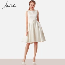 Anshirlisa Для женщин Школьная Бальные короткий атласный платье свадебное платье с длинным рукавом, простая Выпускные платья Выходное платье для торжества Винтаж праздничное платье на заказ