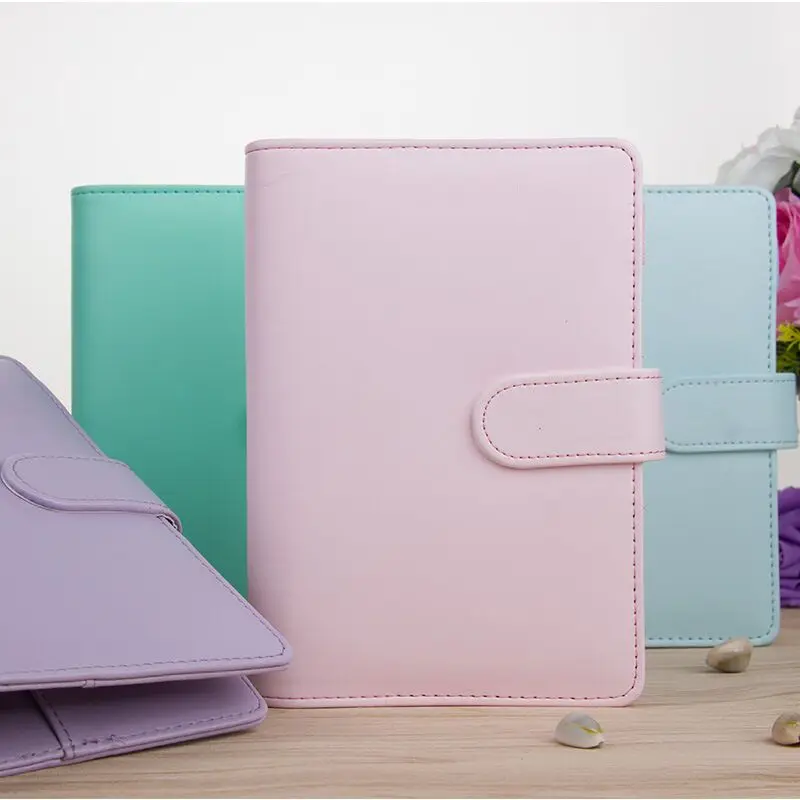 MINKYS Macaroon Color A6/A5 PU Leather DIY Binder Photocards Collect Book Diary Agenda Planner Bullet Cover Album Stationery a5 binder storage collect book korea idol photo organizer journal diary agenda planner cover school stationery