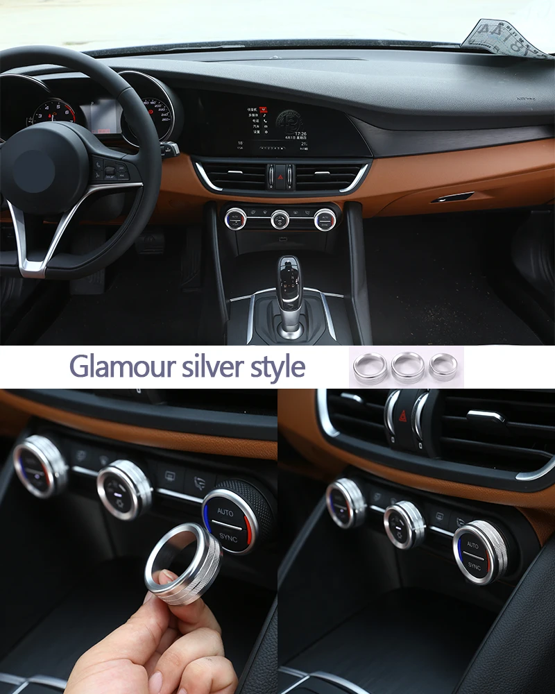 3 шт./компл. Алюминий сплав кондиционер воздуха с центральным управлением ручка для Alfa Romeo Giulia автомобильные аксессуары