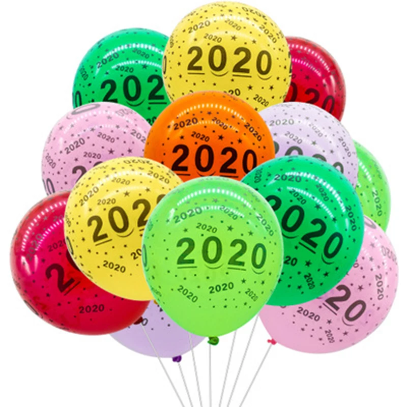 

10pcs Balloons Event 2020 Fashion Latex Balloon New Year Printing Creative Home Decoration Air Balloon Kids Festive Decor Color