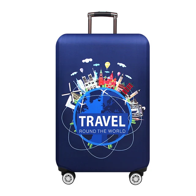 D-Luggage Cover Sereqi путешествия вокруг слова Защитная крышка багажника Толстый эластичный чемодан защитный чехол для 1"-32" багажная дорожная сумка - Цвет: D-Luggage Cover