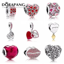 День Святого Валентина новейший бусины из стерлингового серебра 925 красная губы Шарм в форме сердца для женщин Мода DIY браслет