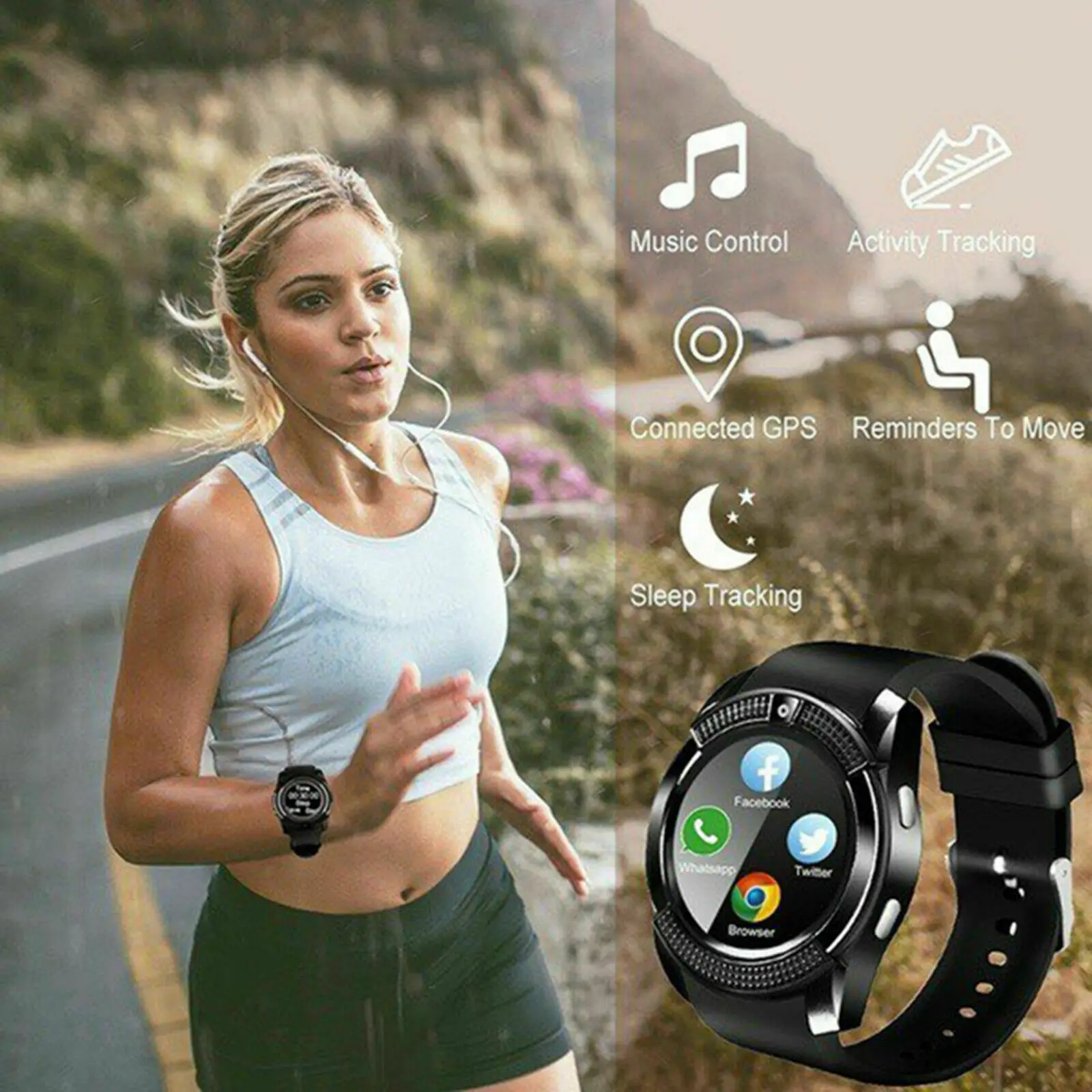 V8 Смарт часы и сим телефон и Bluetooth Камера и gps для samsung iphone iOS Android спортивные часы с Шагомером