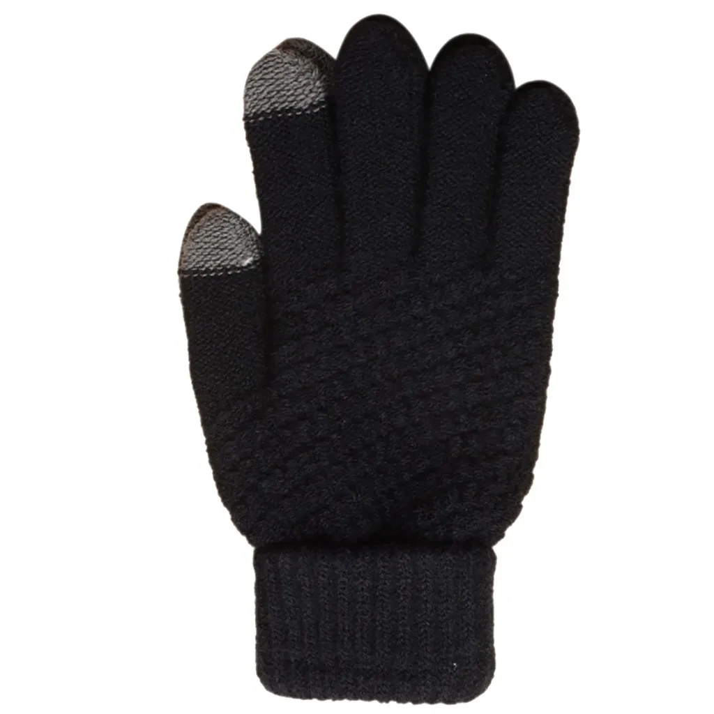 Hot Selling Winter Gloves For Men And Women Solid Color Knitted Touchscreen Mittens Glove Keep Warm Fleece Guantes#15