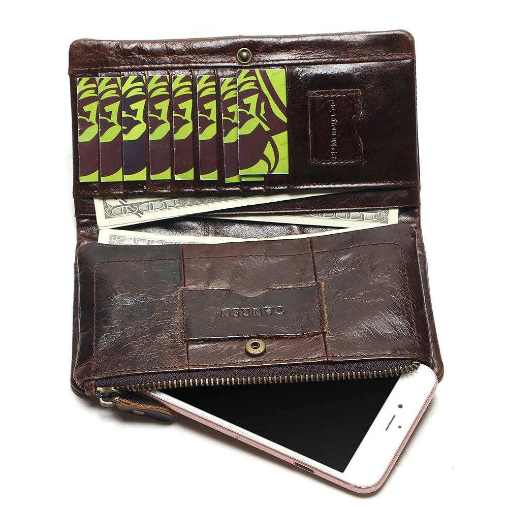 

Supply of Goods Cowhide Fashion Joint Long Leather Wallet Retro Leather Wallet for Man Clutch Bag