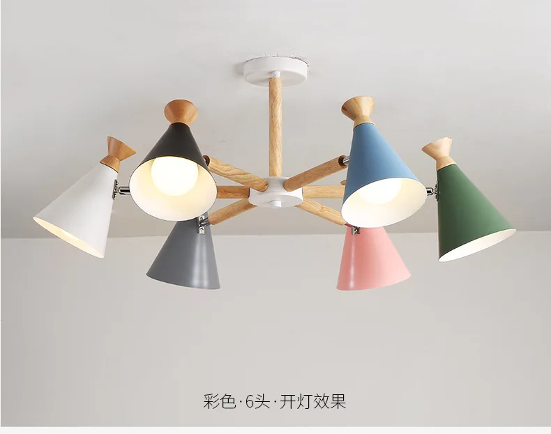 Lustra lampa современный светодиодный гостиная спальня кабинет отель потолочная лампа Macaron деревянная люстра креативный