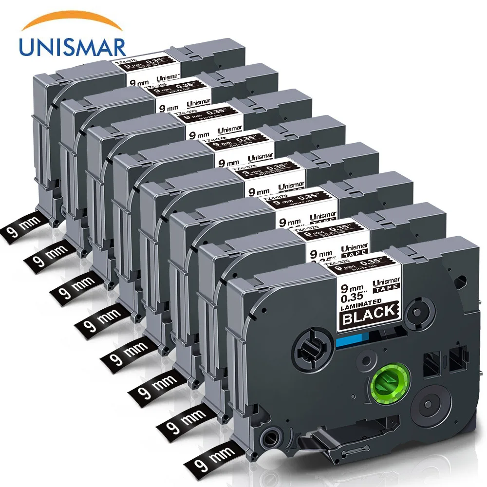 Unismar 8 шт. совместимый для Brother P-Touch с белыми пятнами Black Label Maker TZe-335 TZe-325 TZ-315 ламинированная пленка TZ PT-D210 PT-H110