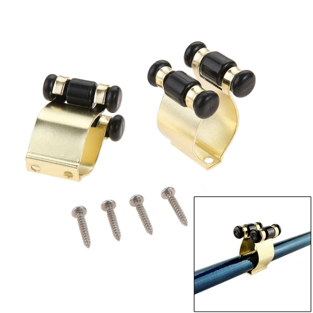 2pcs Gilding Metal Fishing Rod Clips Club Positioning Clamps