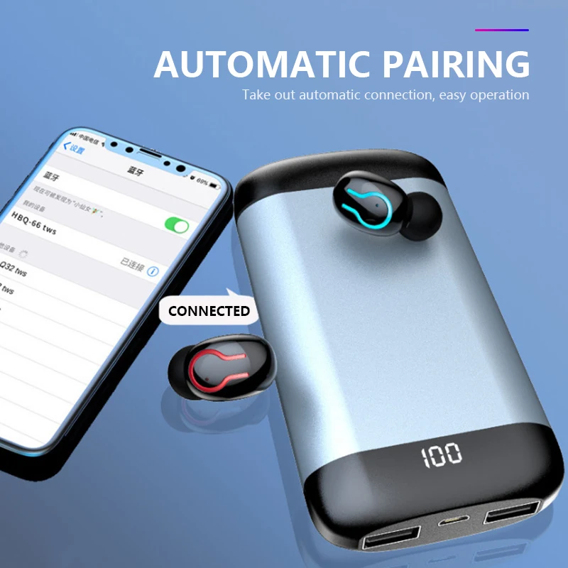 Беспроводные наушники Q66 TWS V5.0 Bluetooth Hi-Fi stero 6000 мАч внешний аккумулятор