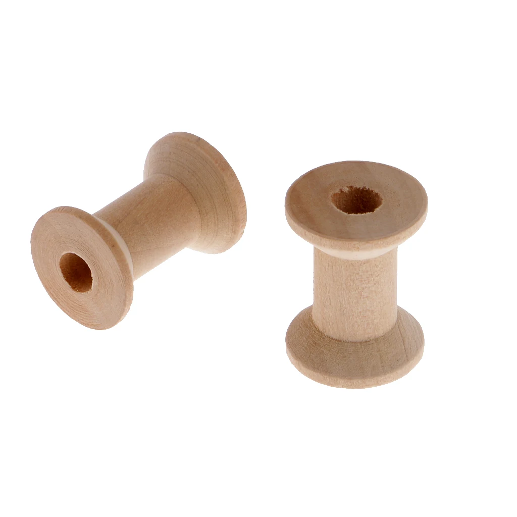 fityle 10 Pieces Natural Wooden Empty Thread Spools Sewing Bobbins Tools 28x21mm