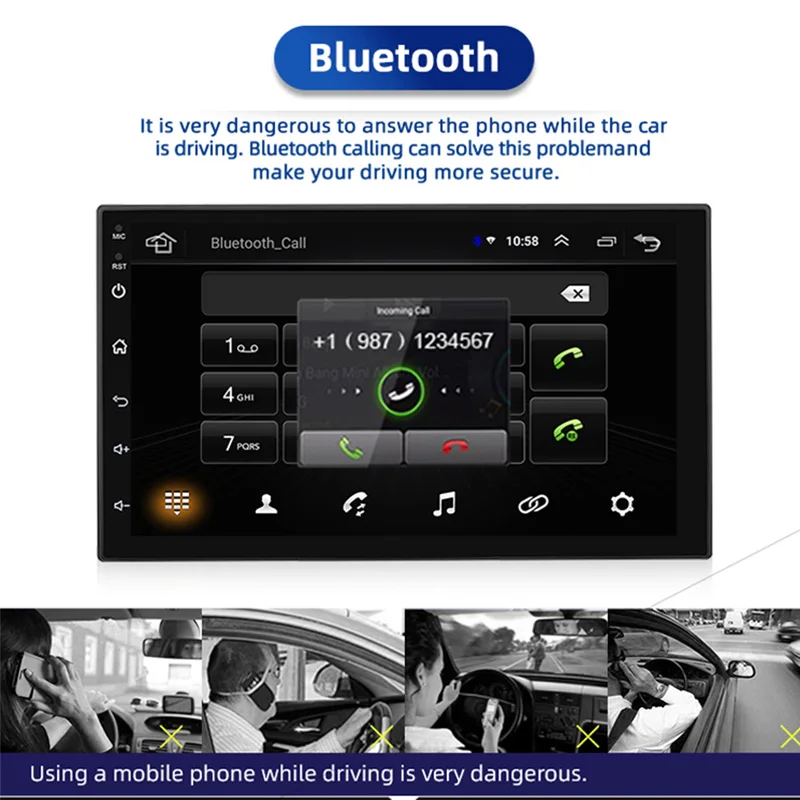 JMANCE 7 Inch DSP RDS Android 10 Multimedia HiFi Video Player GPS Navigation Car Radio Stereo Wifi BT Carplay Android Auto AHD
