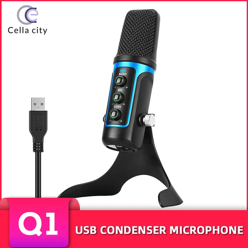 Компьютерный микрофон CELLA CITY USB для домашних игр с функцией шумоподавления