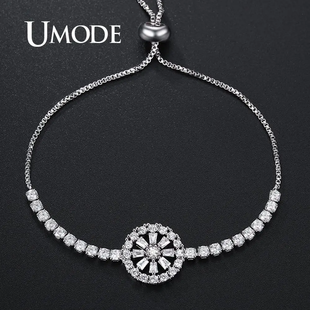 UMODE круглые теннисные браслеты для женщин, модные цветочные браслеты, свадебные браслеты с кристаллами CZ, подарки, ювелирные изделия, Прямая поставка UB0199