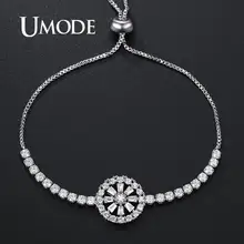 UMODE круглые теннисные браслеты для женщин, модные цветочные браслеты, свадебные браслеты с кристаллами CZ, подарки, ювелирные изделия, Прямая поставка UB0199