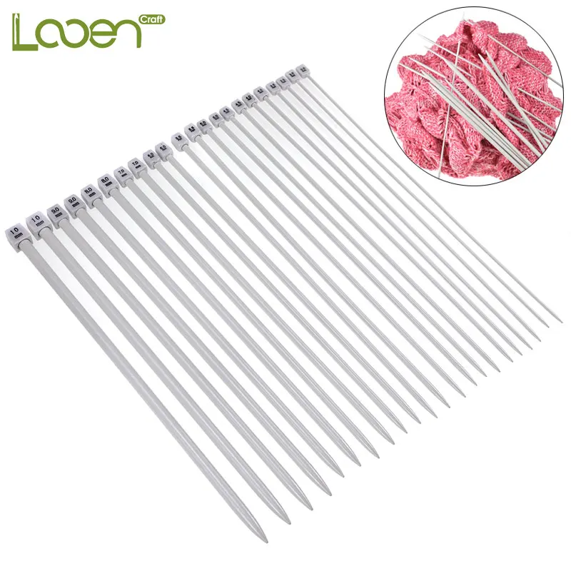 

Looen 22pcs/lot 3.0mm-10.0mm Knitting Needle Set 35cm Single Point DIY Weave Sweater Clothes Needle Hooks For Knitting 11 Pairs