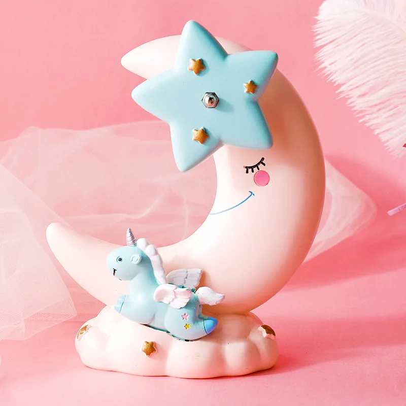 Ins unicorn clockwork music box resin dream home decoration music box student gift Kids friend present for Merry christmas - Цвет: pink