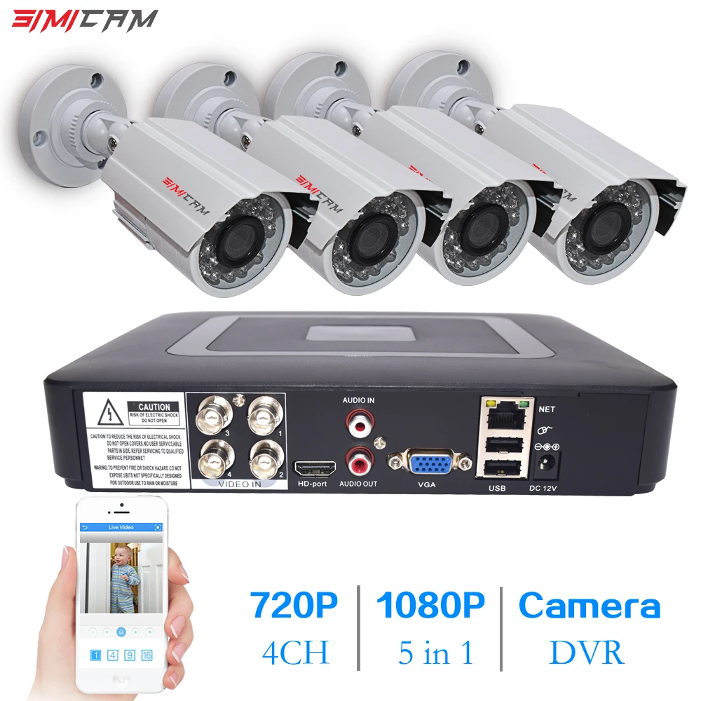 Видео камеры видеонаблюдения системы аналоговая AHD 4ch HD 720 P/1080 P Водонепроницаемый Ночное видение ip cctv камера комплект камеры безопасности