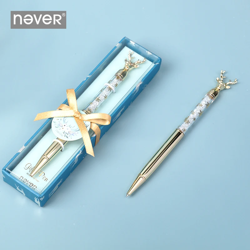 

Never Rose Gold Deer Head GEL Pen Cute Ballpoint Pen Metal Pens School and Office Gift Stationery Supplies for Girls Teachers