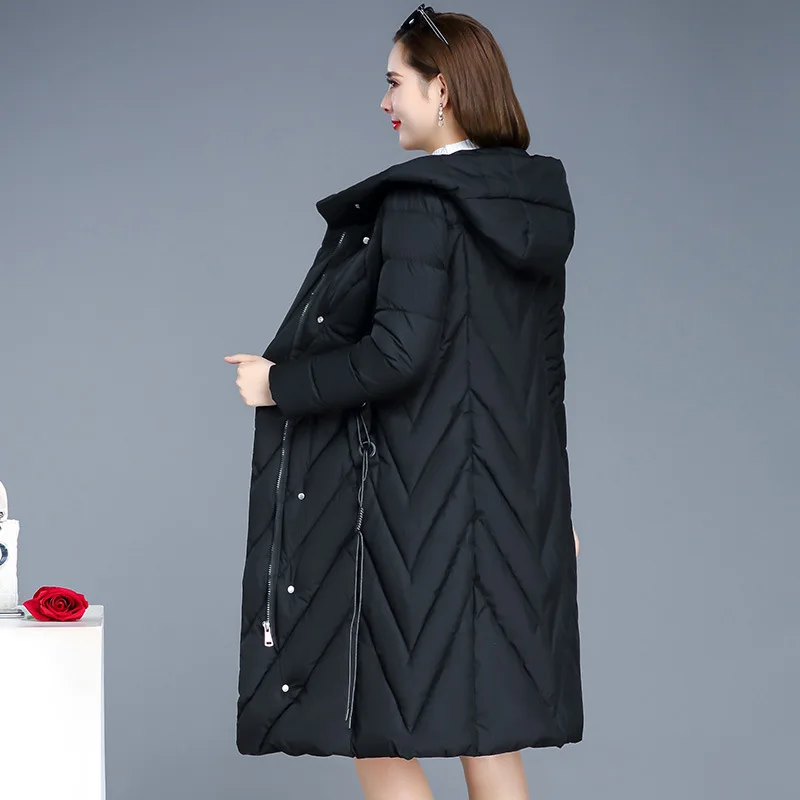 

2019 Winter New Style Korean-style Fashion Slim Fit Slimming Hooded Cotton-padded Clothes Women's Mid-length Elegant Warm Cotton