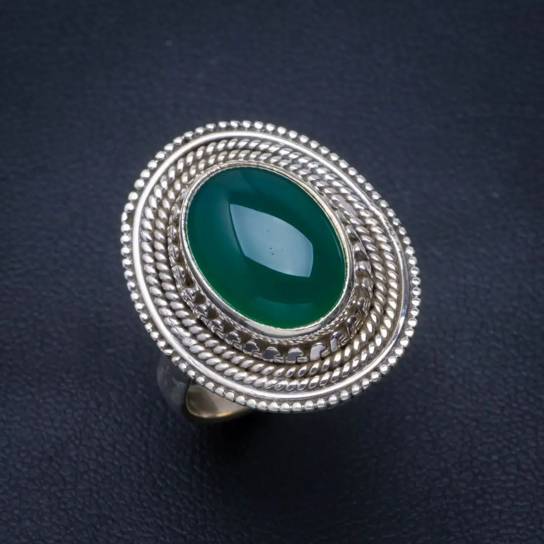 Уникальное кольцо ручной работы из серебра 8 5 B1469 с натуральным Chrysoprase