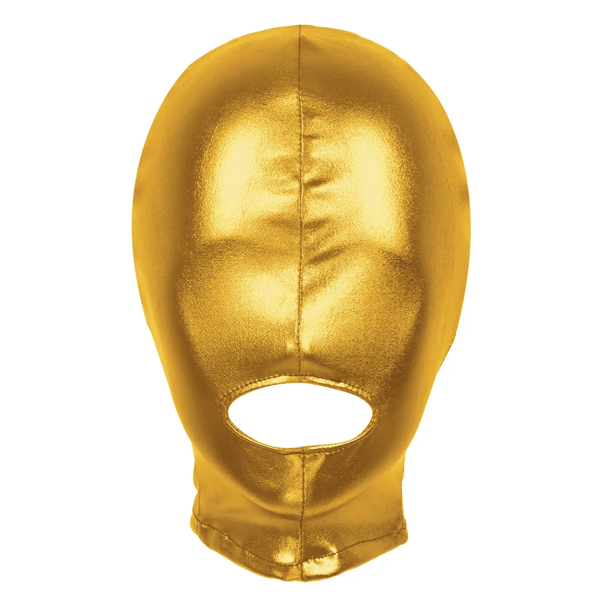 thumbnail image 1 of Máscara facial de látex para hombre y mujer, kit de disfraz de Cosplay, casco metálico brillante con orificio para la boca abierta, máscara facial completa para juego de rol para adultos, 1 of 5