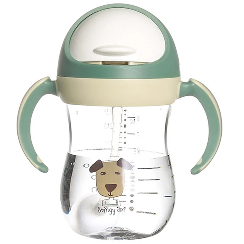 

350Ml Baby Water Bottle Sippy Cup Soft Spout Cup Gravity Ball V-Type Straw Anti Design for Baby