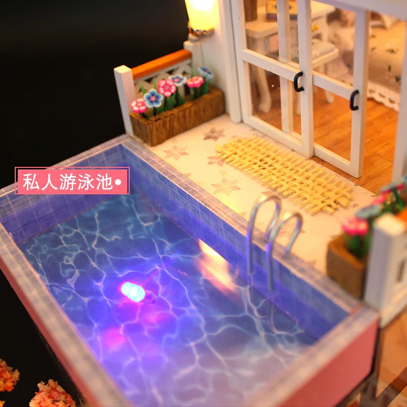 

Handmade DIY Creative Wood Model Assembled Cabin House Wooden Toys Birthday Gift Girl'S And a House to Princess