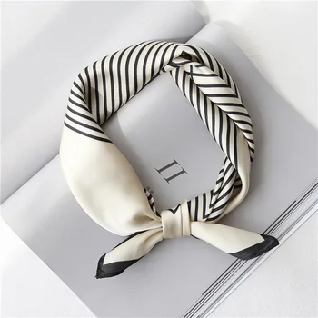 

Simple temperament small square scarf new small silk scarf professional small scarf art hair band head scarf stripe