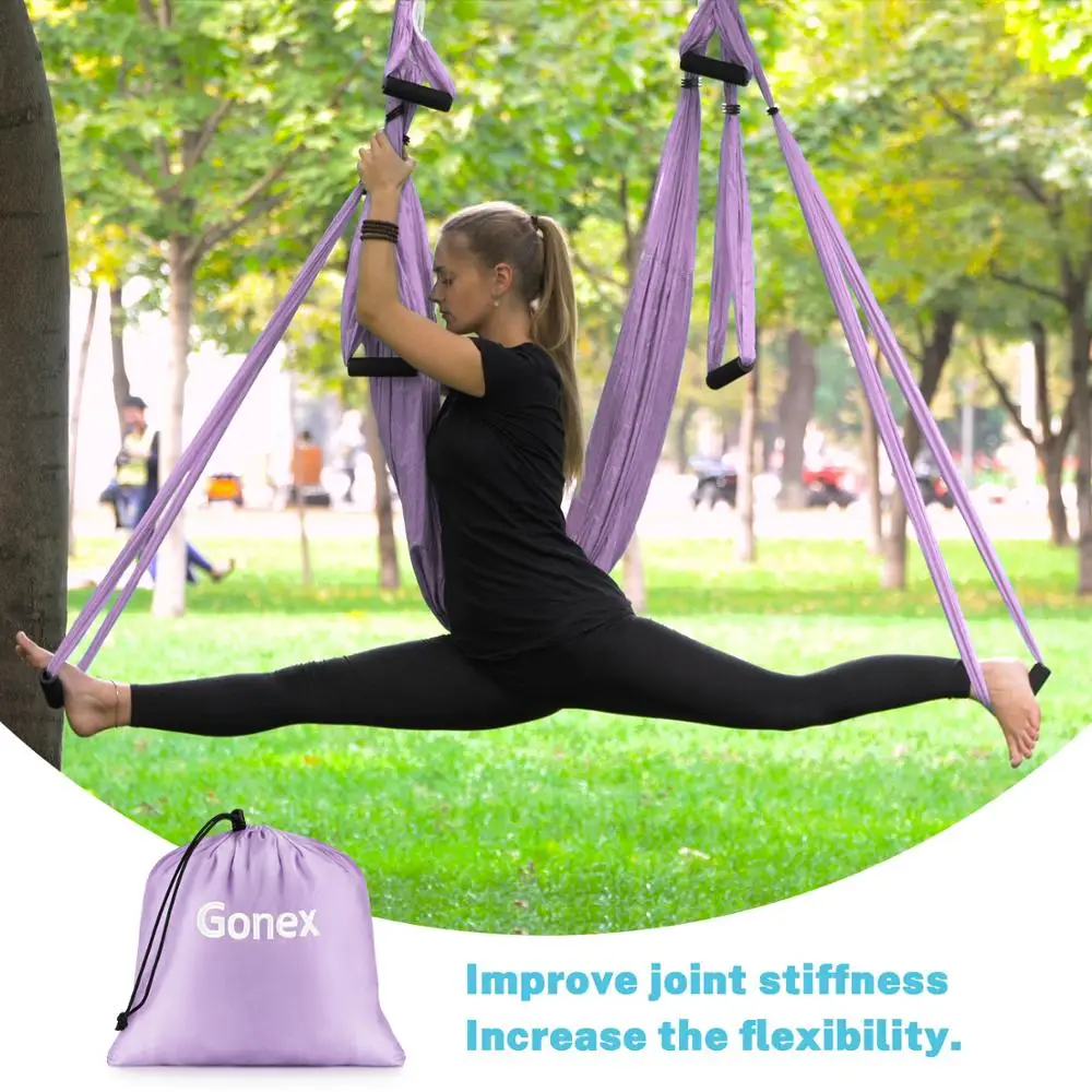 Adjustable Handles Extension Straps Aerial Yoga Swing Set Sling,Aerial Hammock Set,Yoga Trapeze Home Workout Kit,to Improve Back Bend Assist Trainer Trapeze Yoga Kit